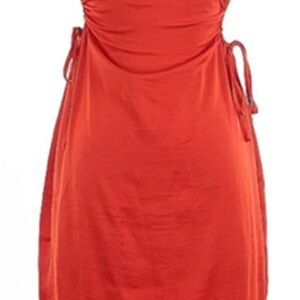 Christian Lacroix Vibrant Red Midi Dress with Side Ties size Small